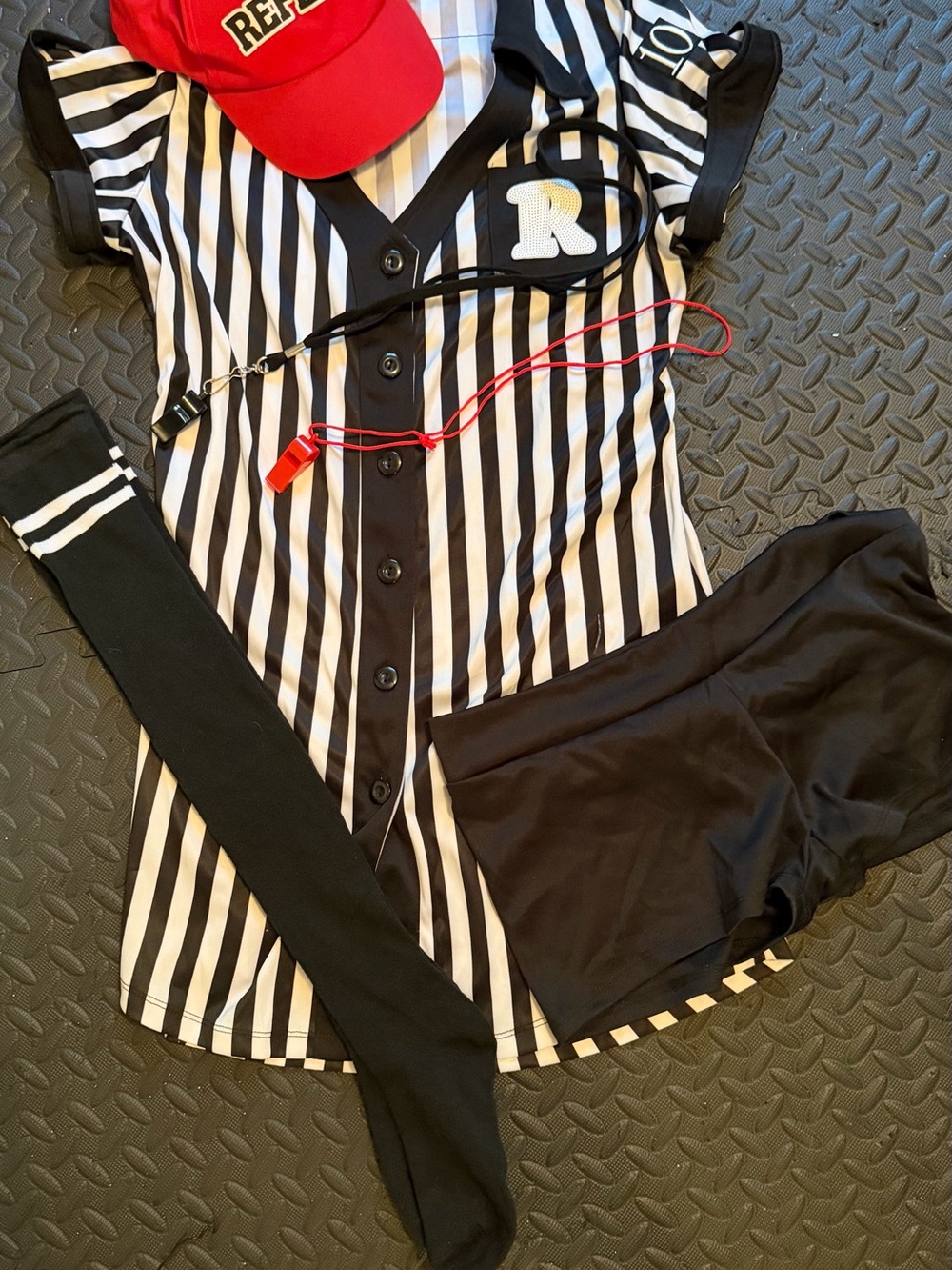 Spirit Black & White Striped Referee Costume